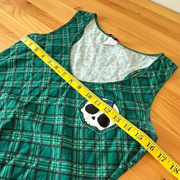 Top Women S Y2K Punk Grunge Emo Scene Kid Skater Mall Goth 2000s Skull Plaid - Picture 2 of 7